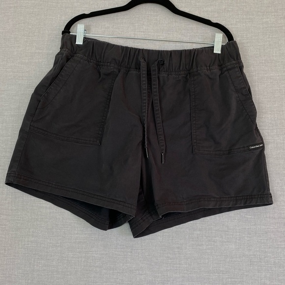 Calvin Klein Shorts Womens Large Wide Elastic Drawstring Waist Faded Black - Picture 1 of 11